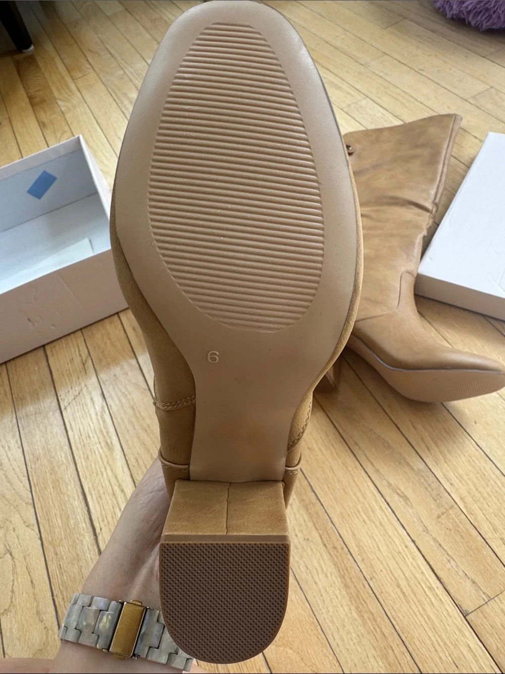 JustFab Tan Over-the-Knee Block Heel Boots